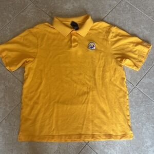 Pittsburgh Steelers Reebok Mens Large Embroidered Polo Shirt NFL Yellow Cotton